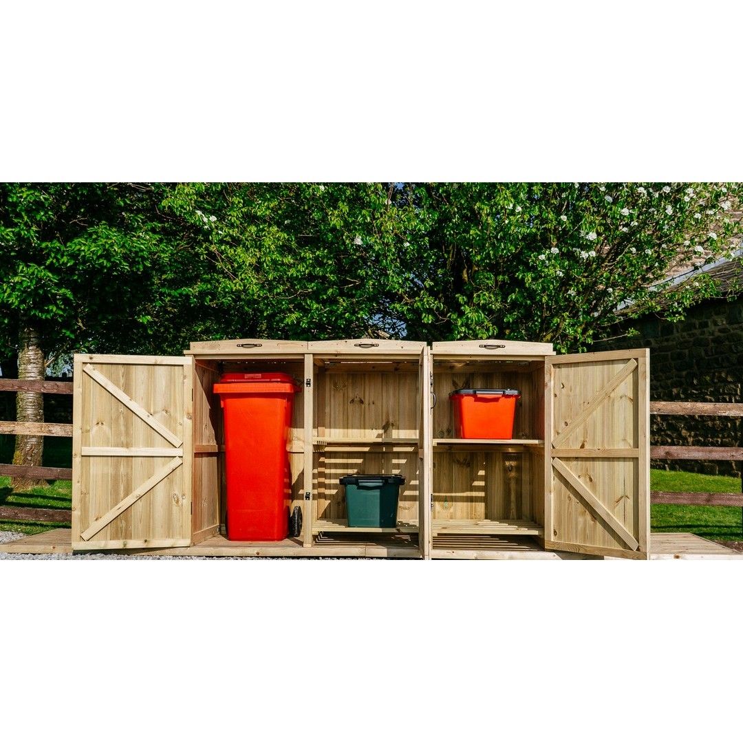 Buttercup Farm Chatburn Bin Store, Fits 1x 180L/240L Wheelie Bins & 4x Boxes in Brown