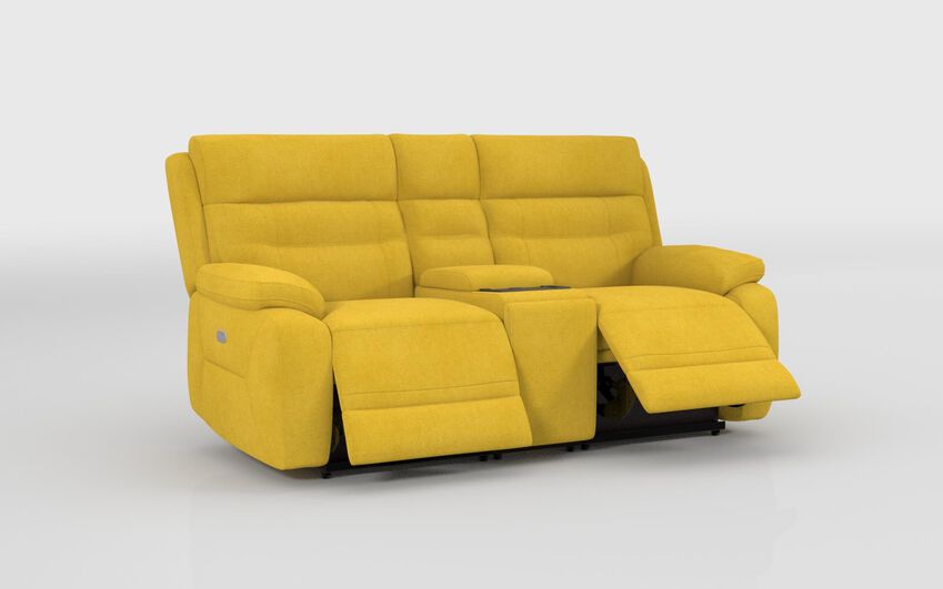 Green Fabric Fenton 2 Seater Power Recliner Sofa with Media Console