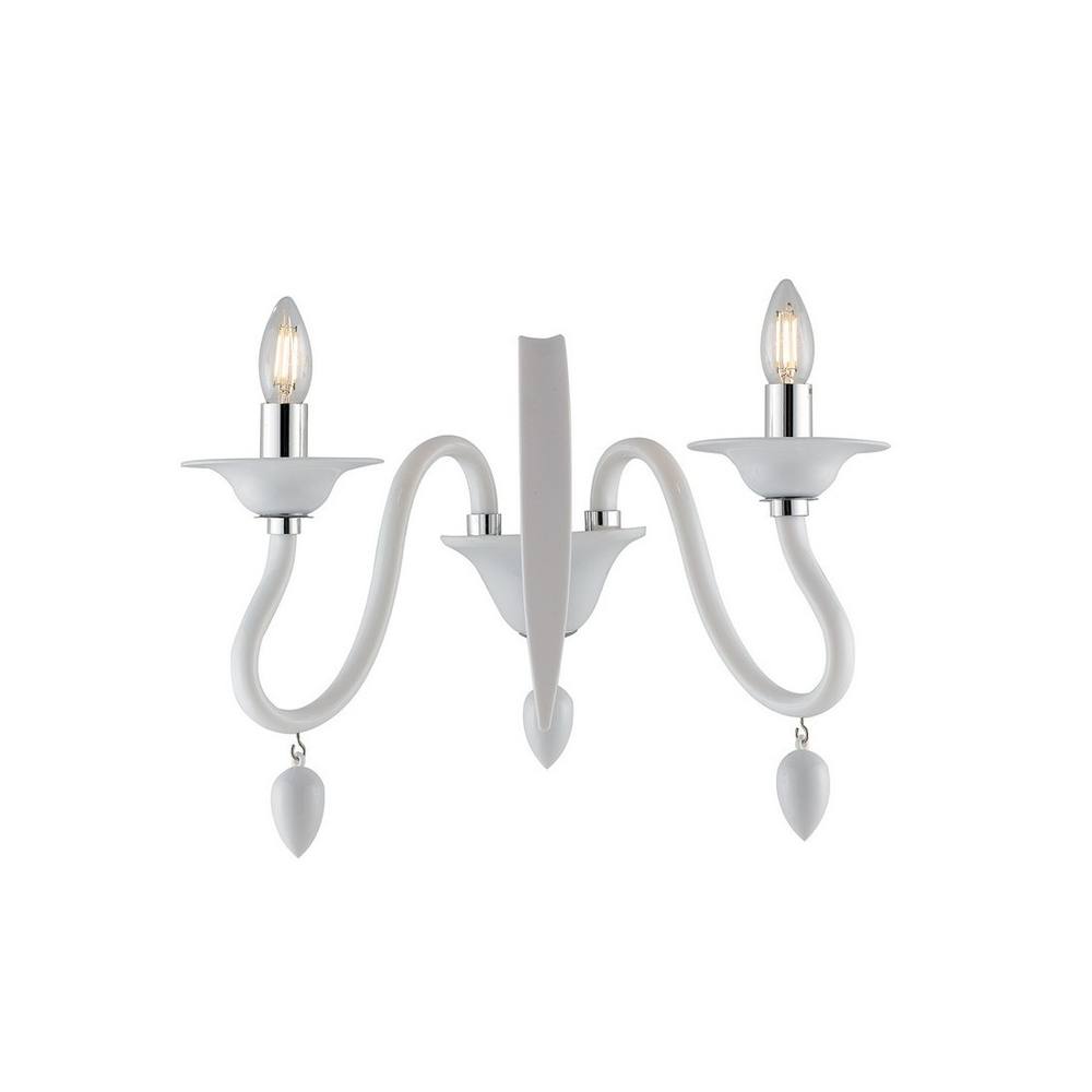 Netlighting ESTEFAN Twin 2 Light Candle Wall Light White 39x29x23cm