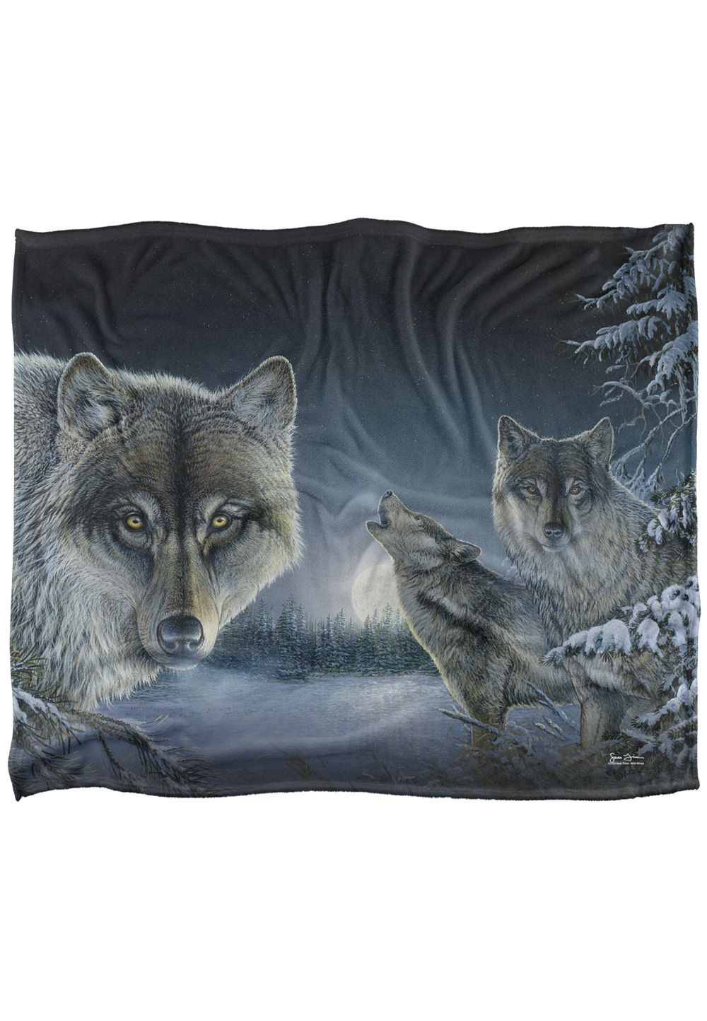 Wild Wings Midnight Wolves 2 Silky Touch Super Soft Throw Blanket 152 X 127 cm in White