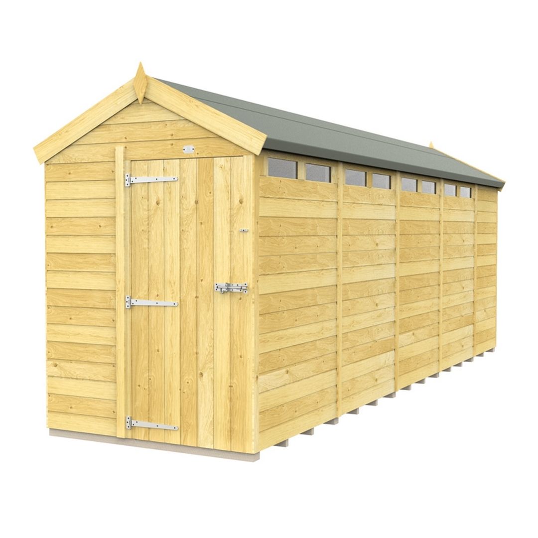 Buttercup Farm 5 x 19 Feet Apex Security Shed - Single Door - L560 x W147 x H217 cm in Brown