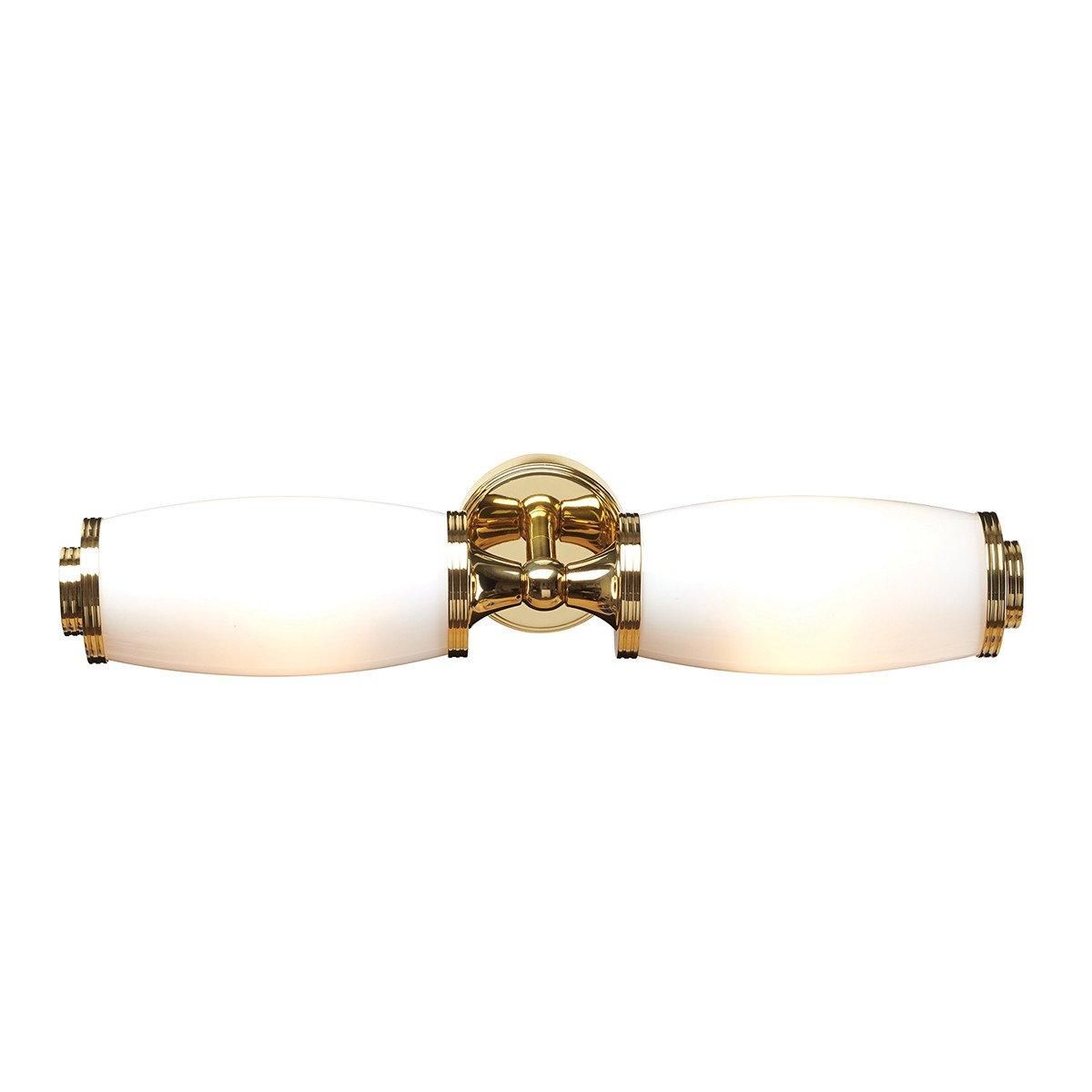 Netlighting Eliot 2 Light Bathroom Twin Wall Light Polished Brass IP44 G9 in Yellow