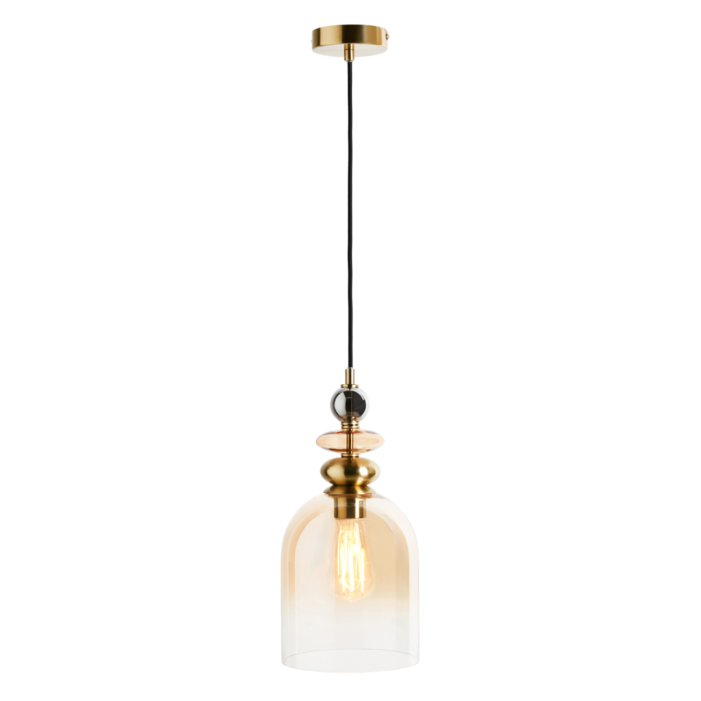 Seline Champagne 1 Light Ceiling Pendant, Satin Brass