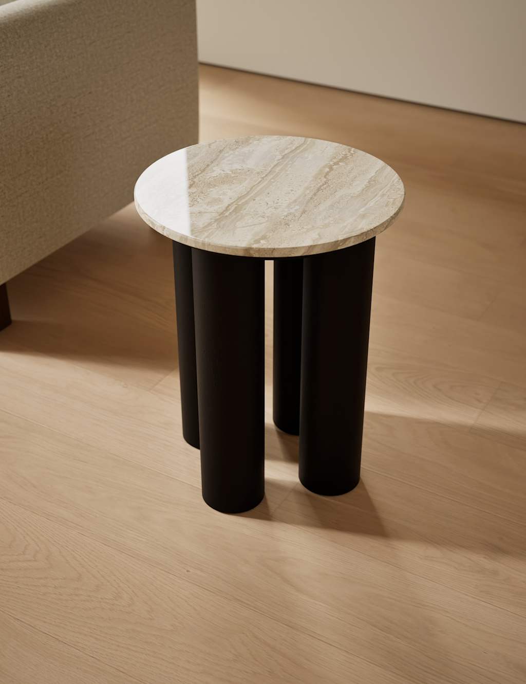 Gallery Direct Marble & Mango Wood Side Table Black Mix