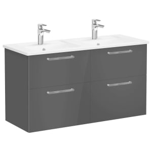 VitrA Avery Storm Grey Wall Hung Vanity Unit & Double Basin - 1200 x 670mm