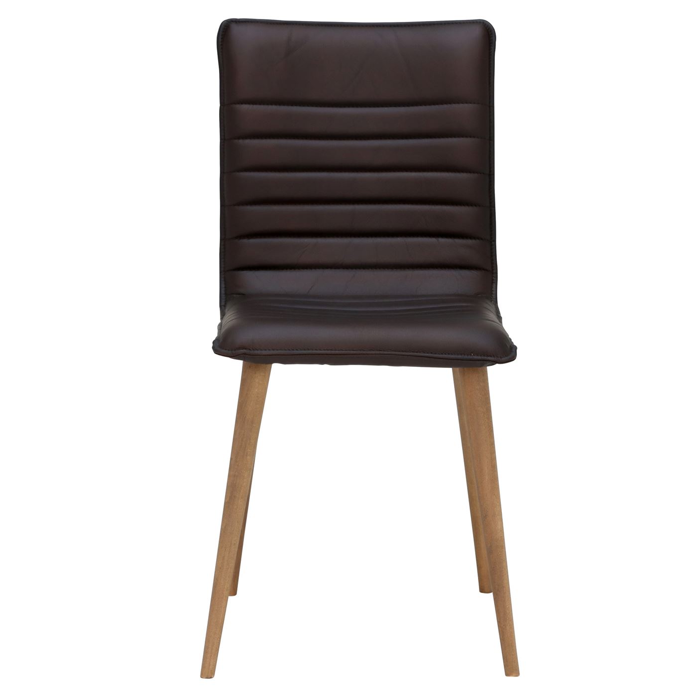 Bram Striped Dining Chair - Brown - Leather - W41 x D56 x H85cm - Barker & Stonehouse