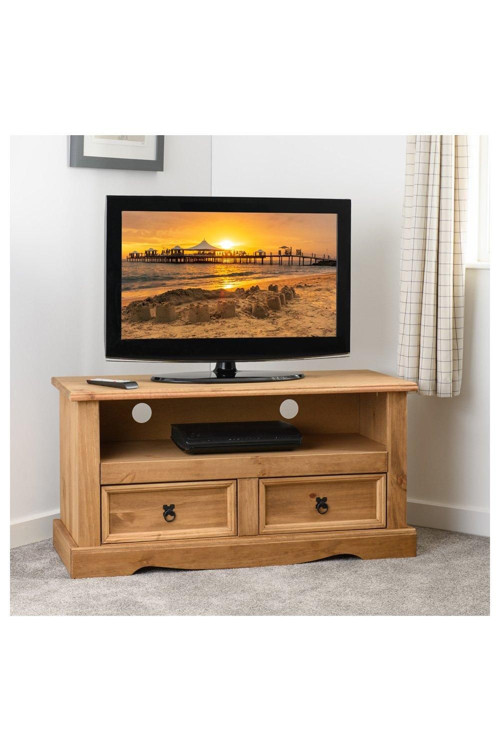 Seconique Corona 2 Drawer Flat Screen TV Unit in Natural