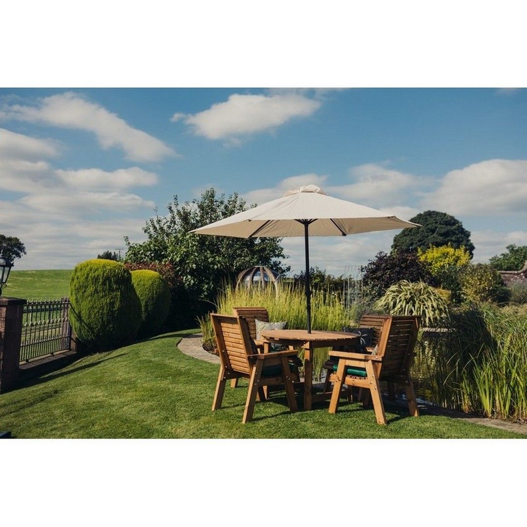 Churnet Valley Garden Furniture Ltd Valley Round 4XC Set - Min. Assembly Required - Set of Cushions Inc in Brown 6