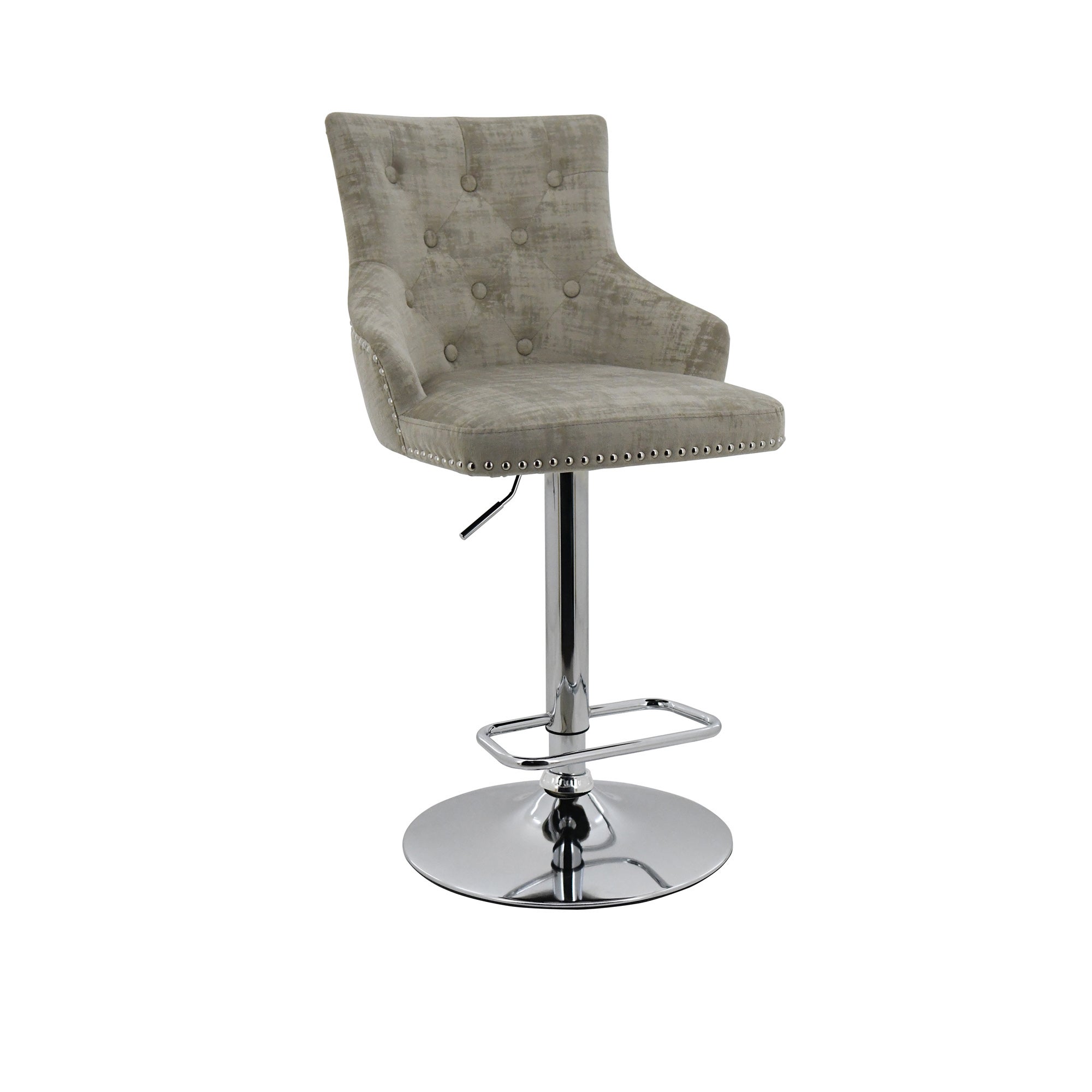 Selena Distressed Velvet Bar Stool Grey
