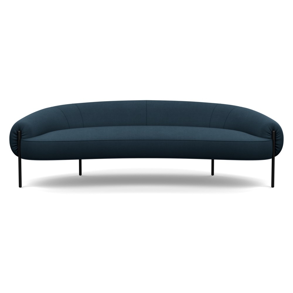 Heal's Isola 3 Seater Sofa Siena Cotton Deep Sea Black Feet