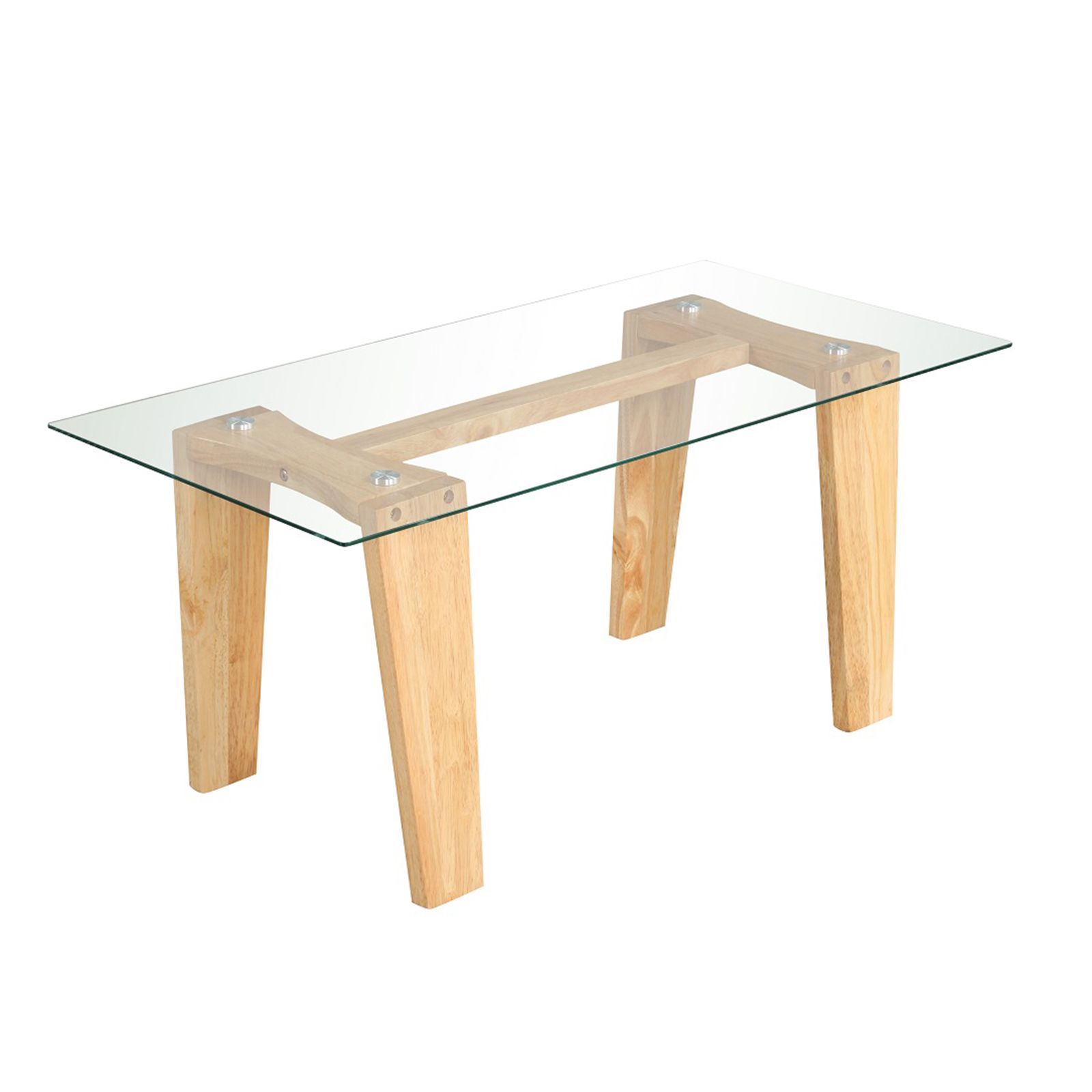 Costway Rectangle Coffee Table Modern Tempered Glass Top Accent Table Sofa Center Table in Natural