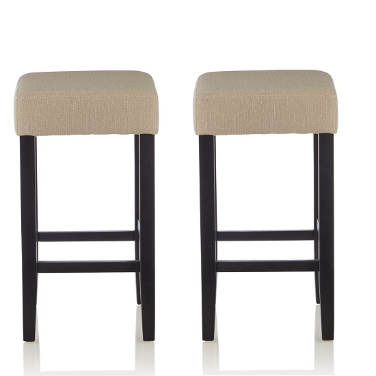 Newark Bar Stools In Mink Fabric And Black Legs In A Pair