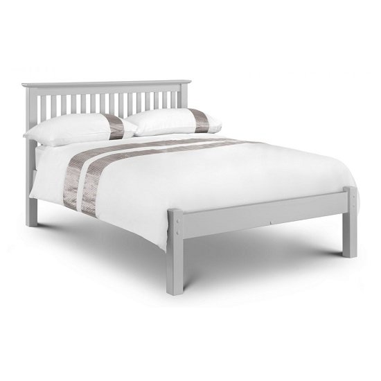 Velva Wooden Double Size Low Foot Bed In Dove Grey Lacquer