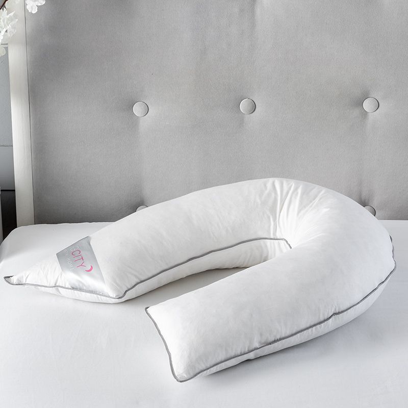 Snug City V Shape Duck Feather & Down Luxury Pillow 100% Cotton Cover in White