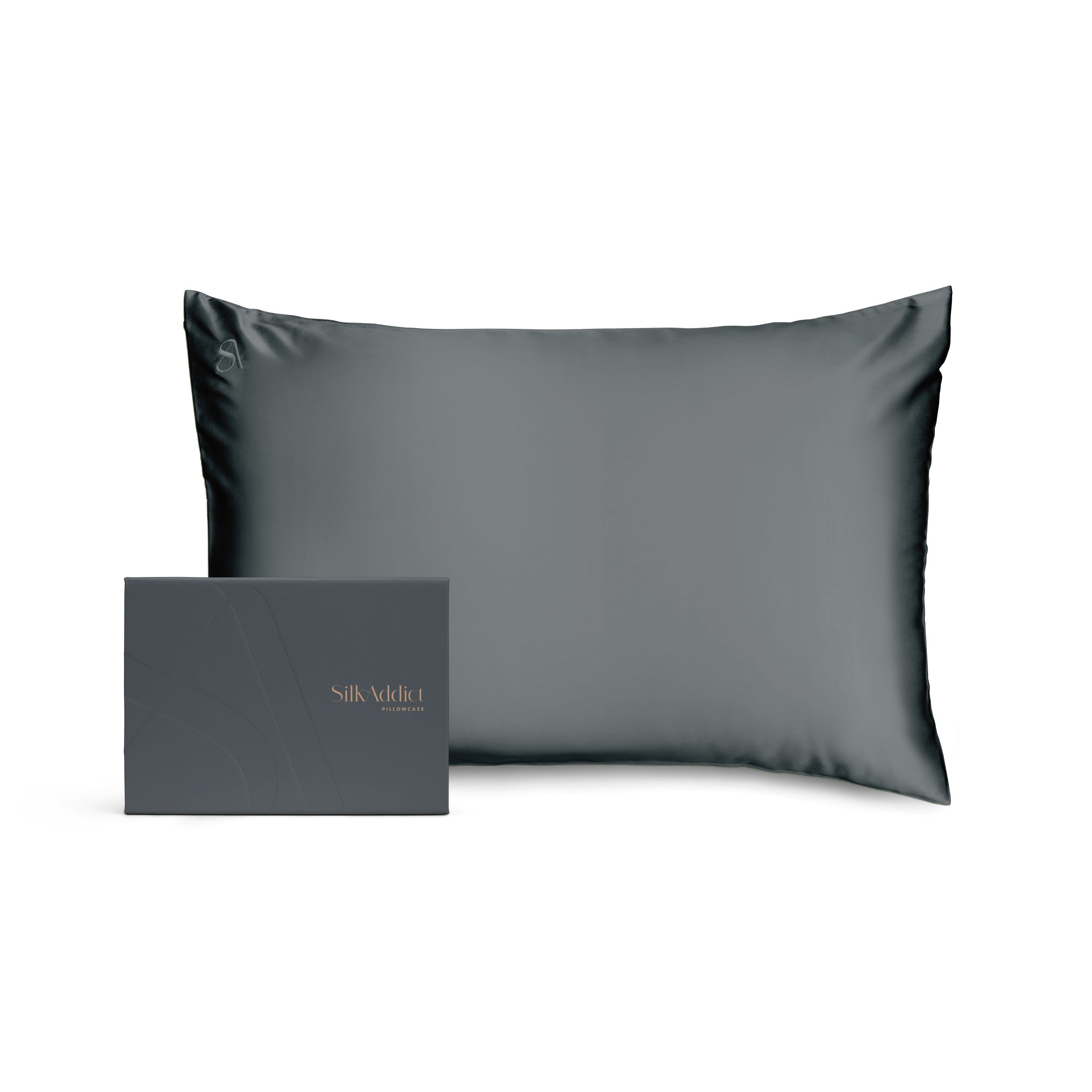 Silk Addict 100% Mulberry Silk Pillowcase - Navy in Charcoal