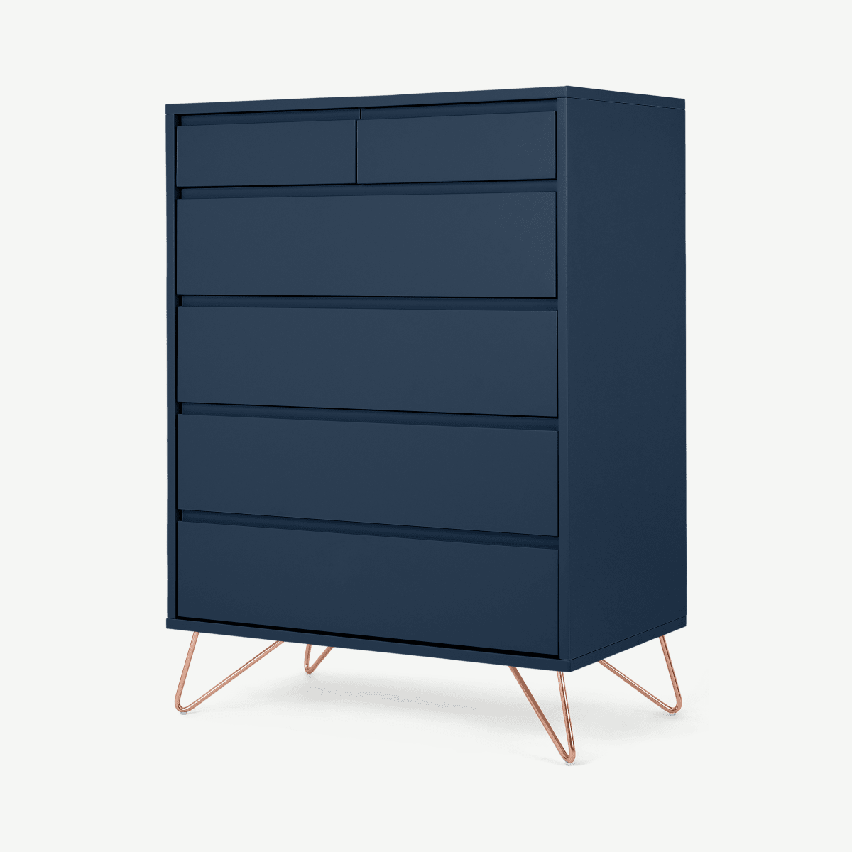 Elona Tall Multi Chest of Drawers, Blue & Copper Legs
