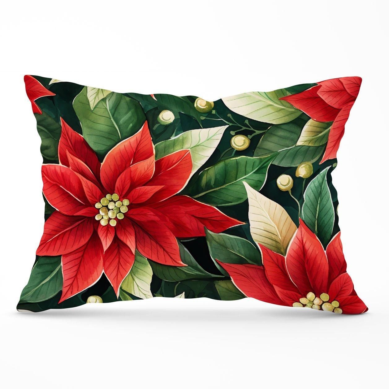 Warren Reed - Designer Poinsetta Watercolour Cushions in Red