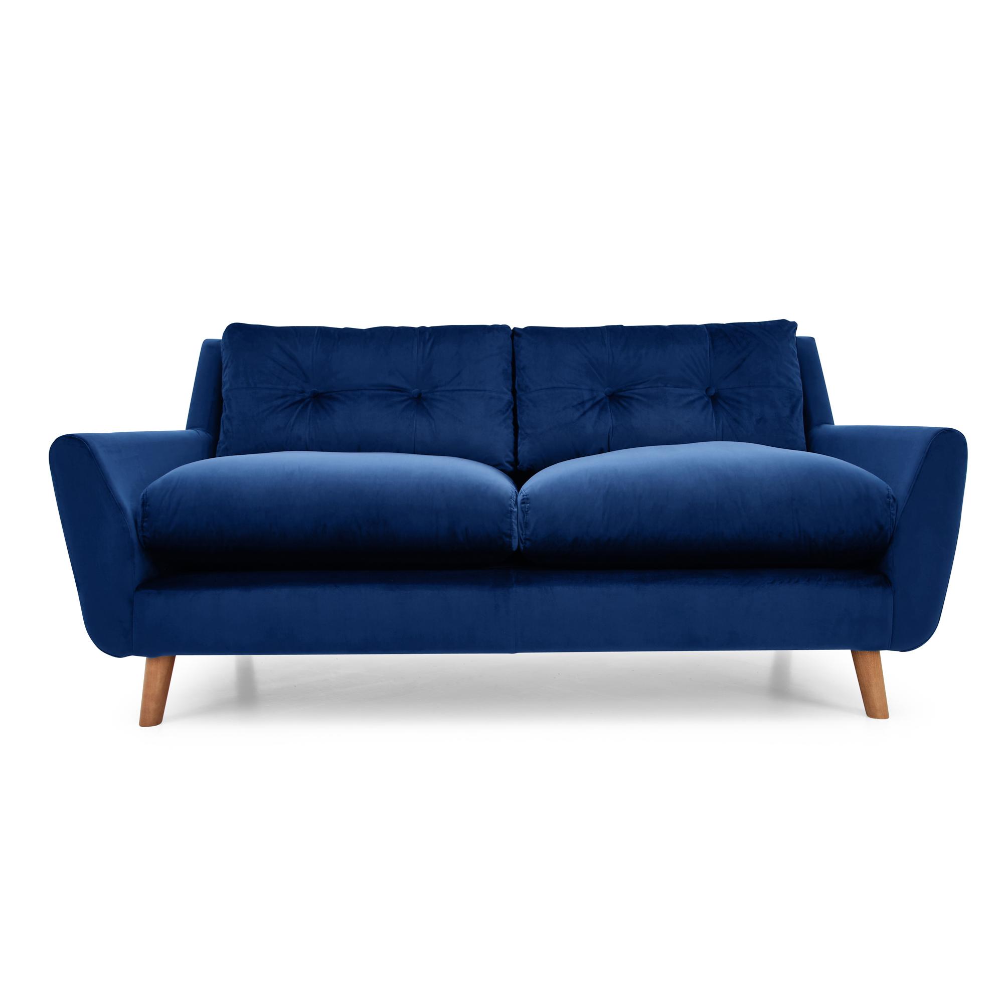 Halston Velvet 3 Seater Sofa Blue