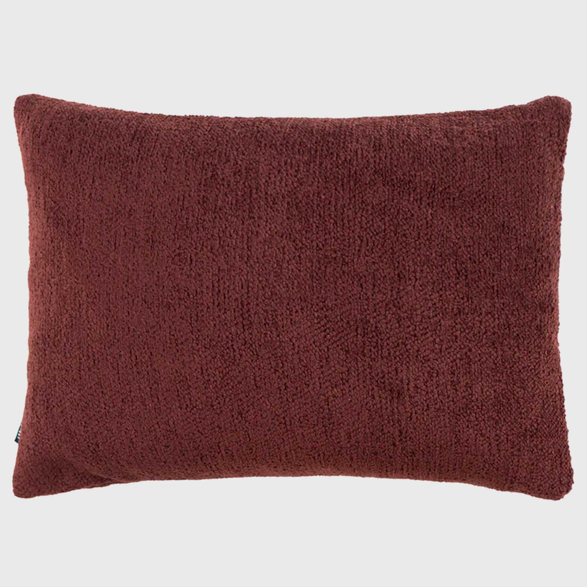 BURGUNDY BOUCLE CUSHION, Square, Red Polyester | Barker & Stonehouse