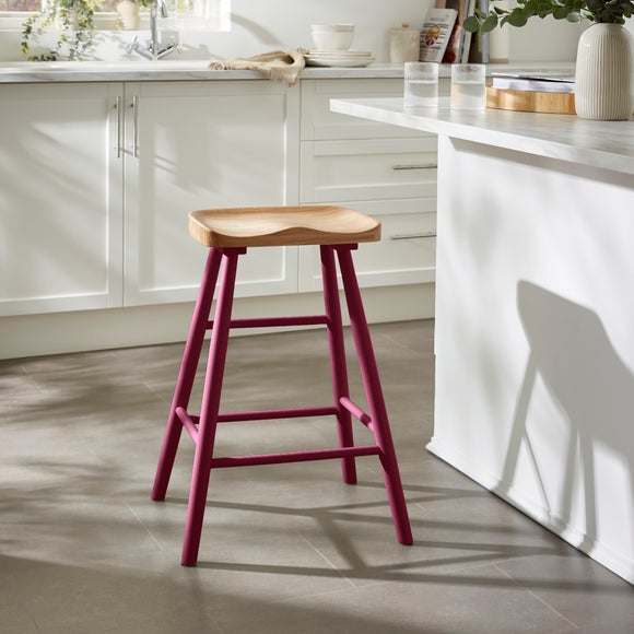 Loxwood Counter Height Painted Leg Bar Stool, Solid Oak