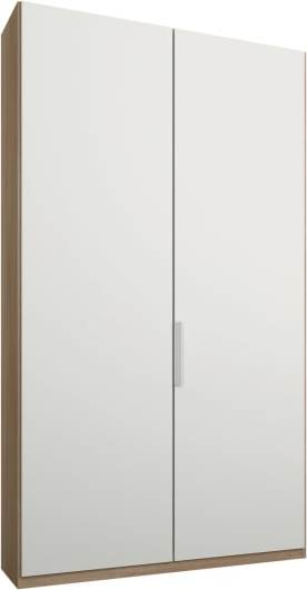 Caren 2 door 100cm Hinged Wardrobe, Oak Frame, Matt White Doors, Premium Interior