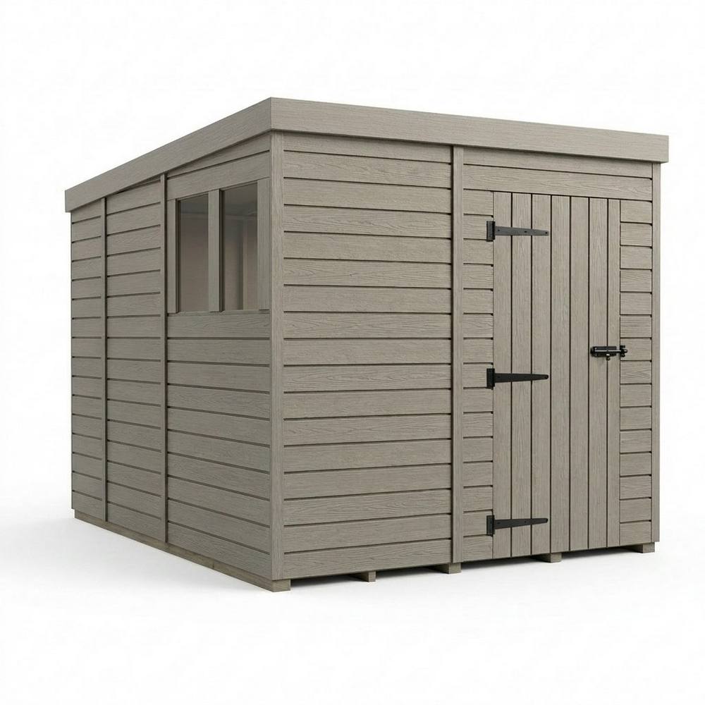 Buttercup Farm 7ft x 9ft Composite Pent Garden Shed Single Door With Windows - Grey