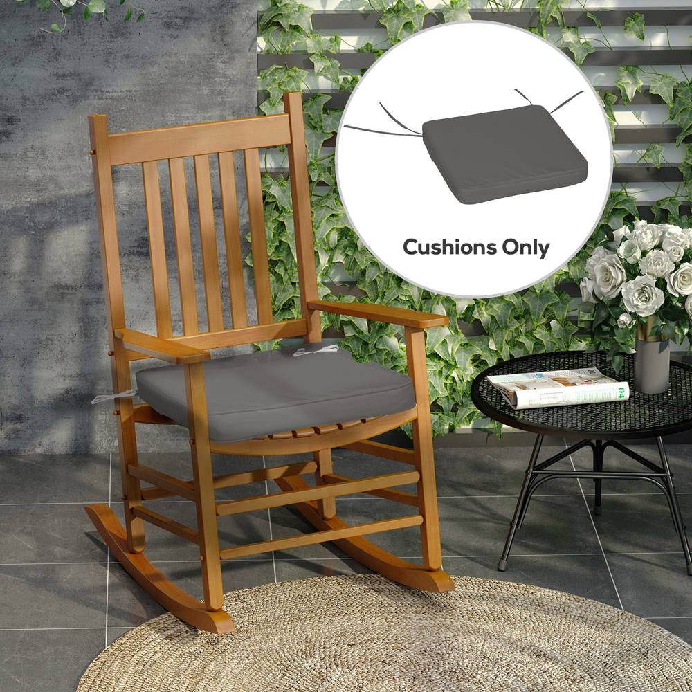 OUTSUNNY Set of 6 Chair Cushion Seat Pads Dining Chair w/ Straps in Grey