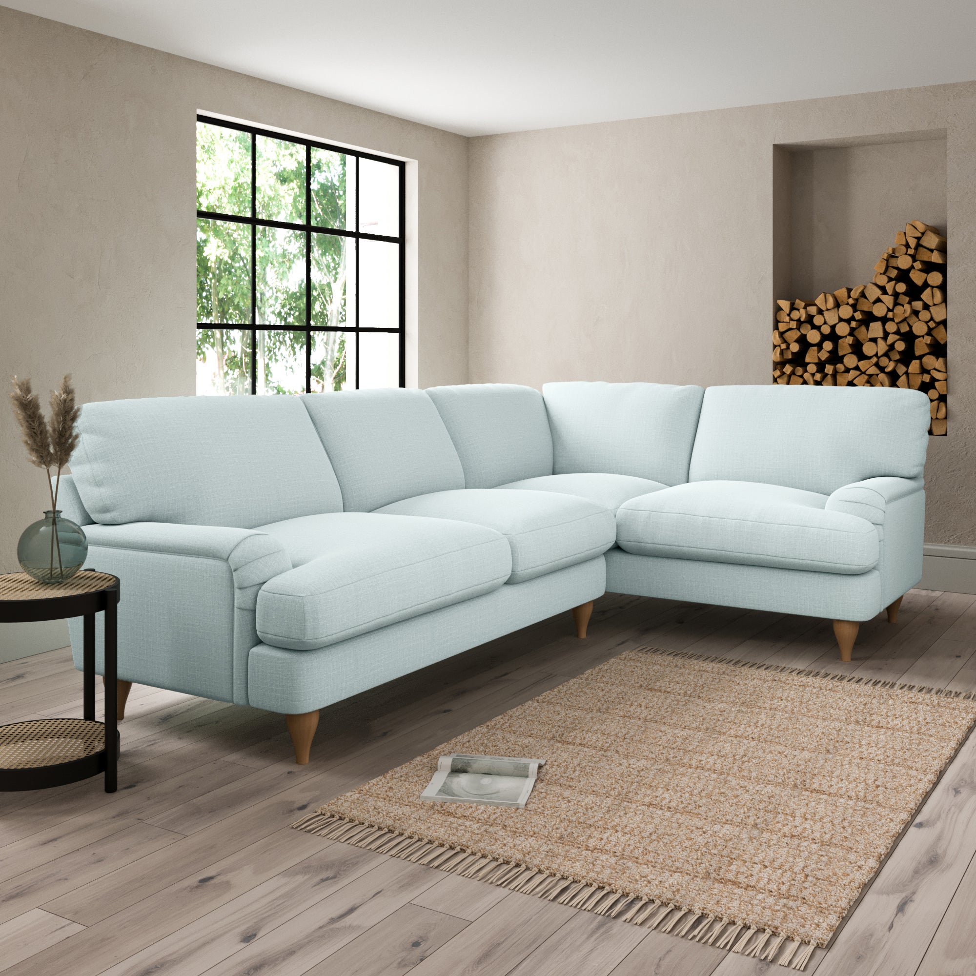 Darwin Slub Cotton Blend Right Hand Corner Sofa Slub Cotton Light Mineral