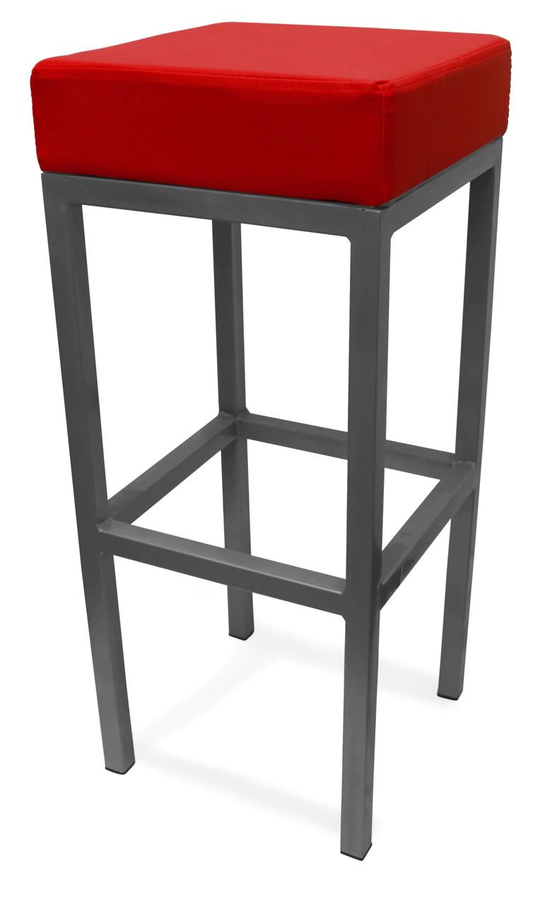 netfurniture Cara Brushed Square Stool Fixed Height Frame 3 Colours - Red