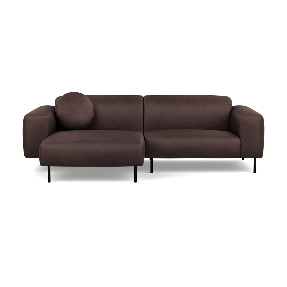 Heal's Luna Left Hand Facing Corner Chaise Sofa Luxury Leather Coco Black