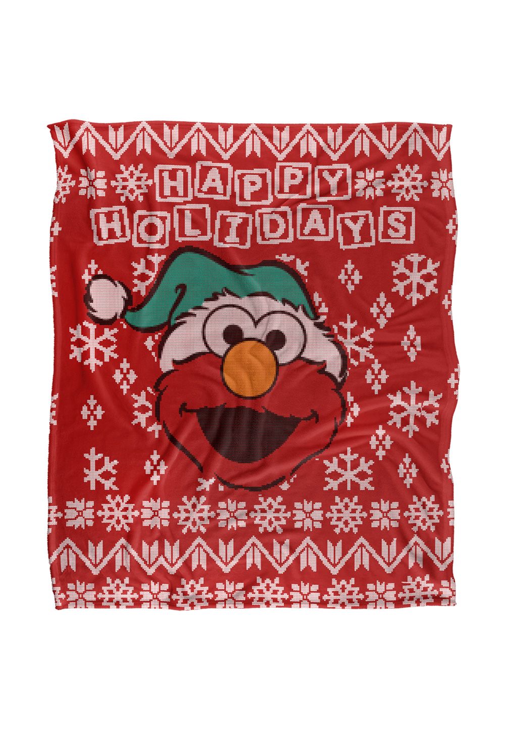 Sesame Street Elmo Ugly Christmas Sweater Silky Touch Super Soft Throw Blanket 152 X 127 cm in White