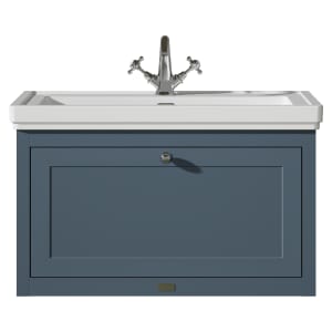 Bayswater Hartleigh Stiffkey Blue Traditional Wall Hung Vanity Unit & 1 Tap Hole Traditional Recessed Basin - 800mm