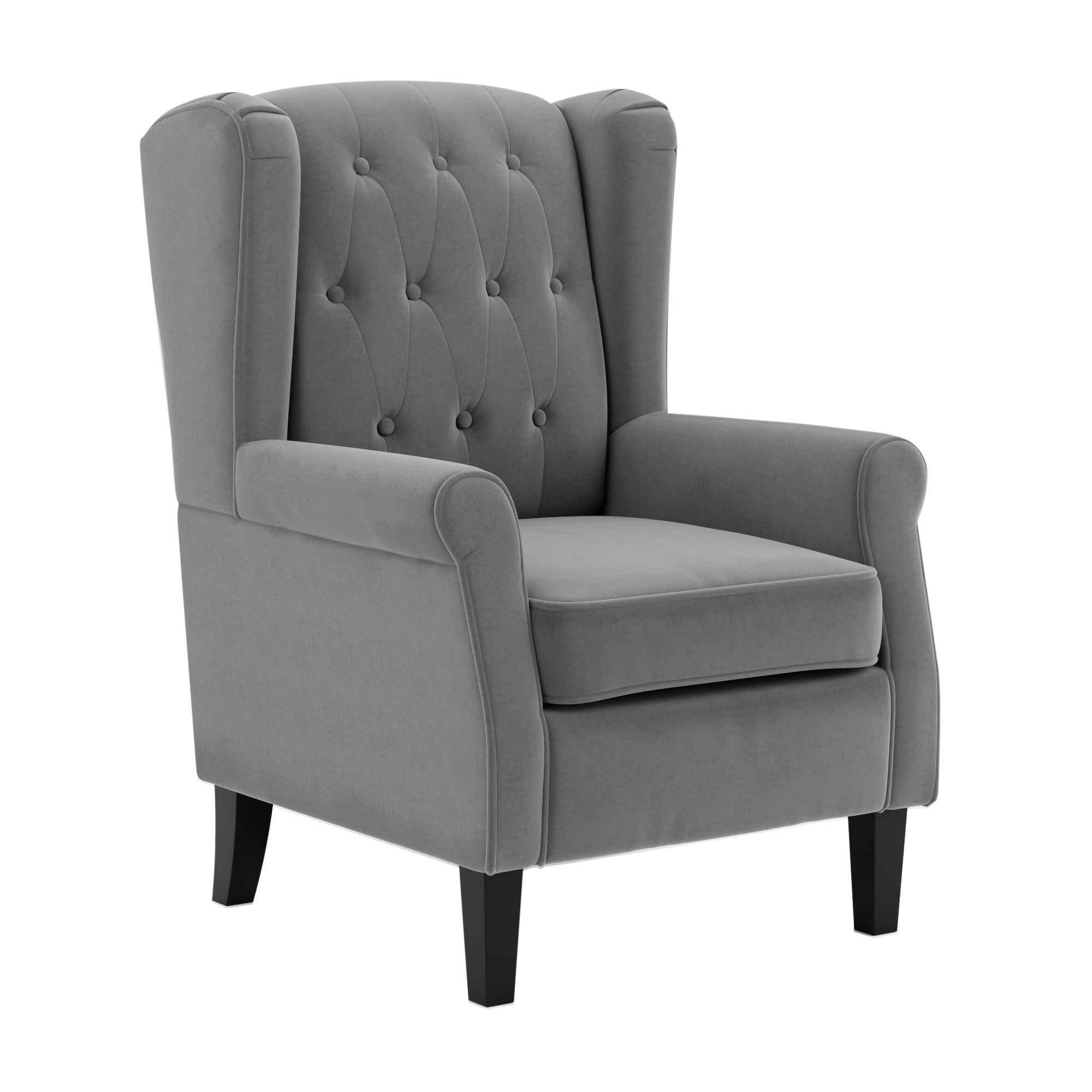 Oswald Button Back Velvet Armchair Grey