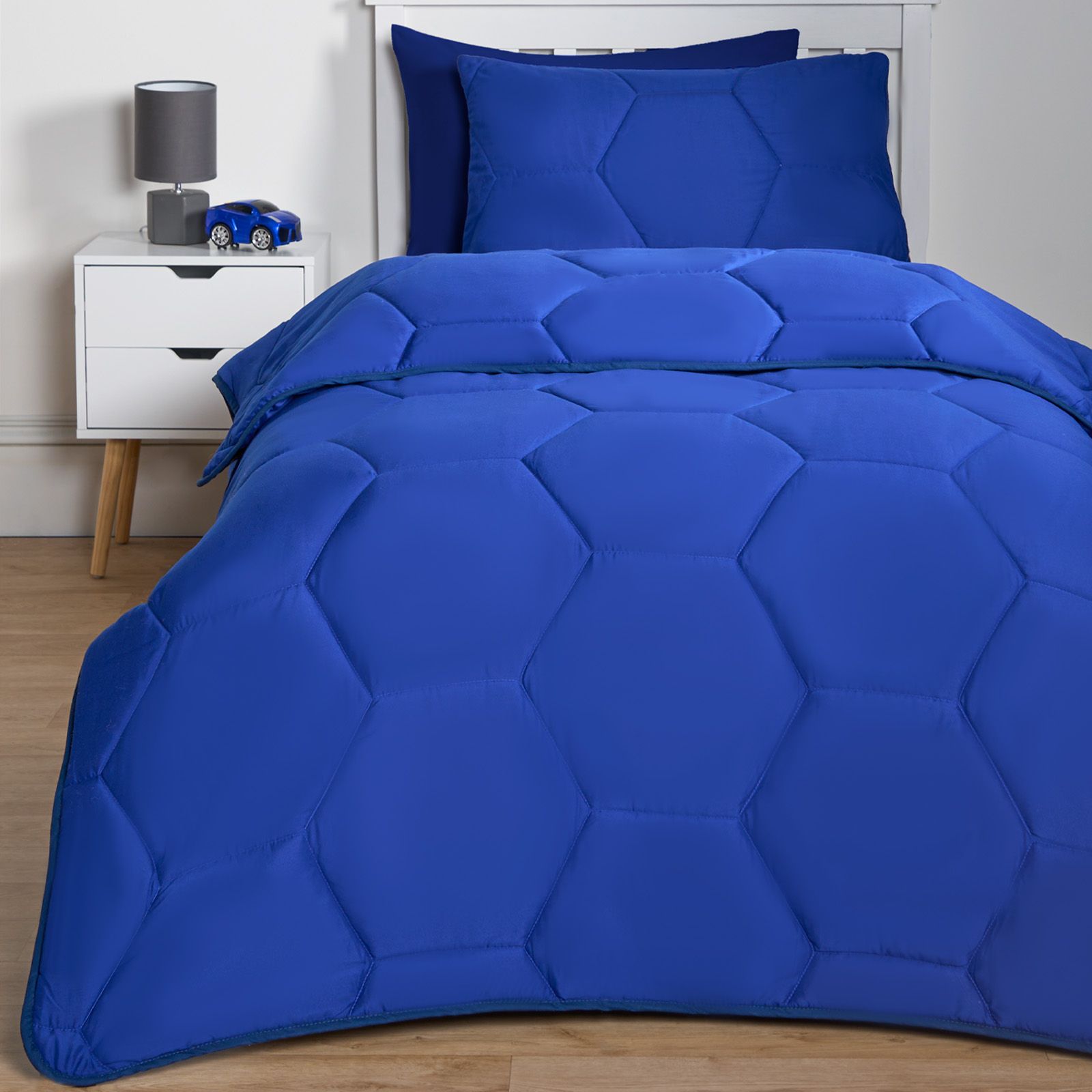 OHS Coverless Duvet 7.5 TOG Pillowcase Quilt Honeycomb Bedding Set, Blue