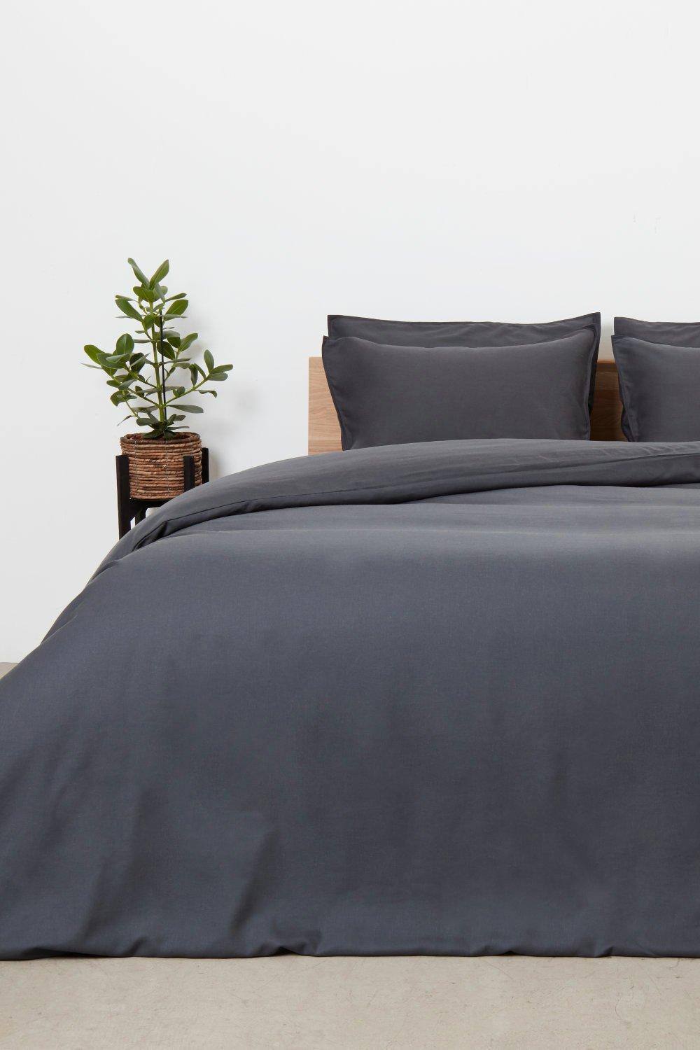 Panda London Bamboo & French Linen Complete Bedding Set in Dark Grey