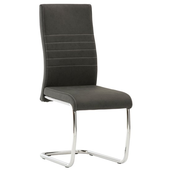 Devan Cantilever Faux Leather Dining Chair In Black