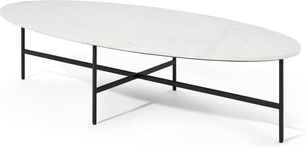 Tiziana Large Oval Coffee Table, White Marble