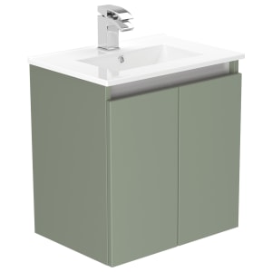 Newland Sage Green Slimline Basin Suspended Double Door Unit - 500mm