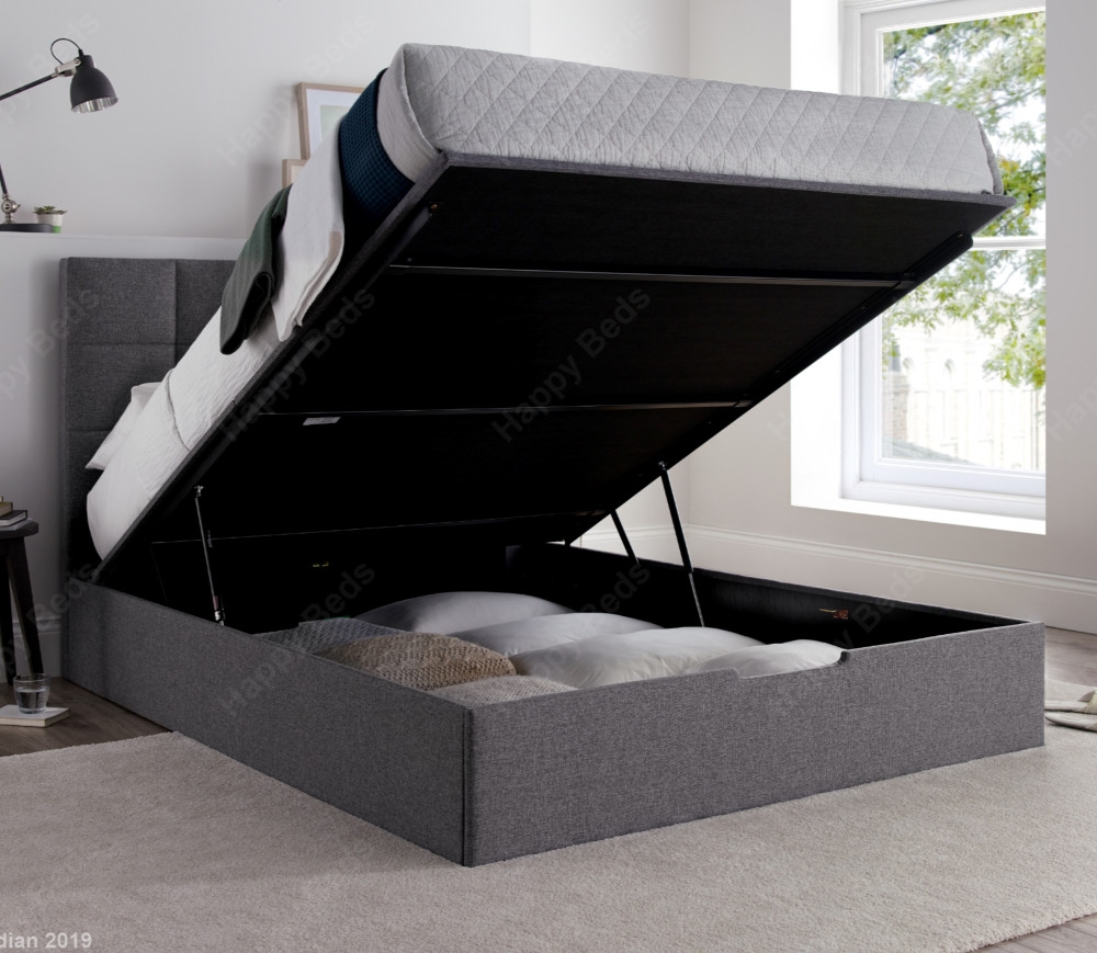 Whitburn Grey Fabric Ottoman Storage Bed Frame Only - 4ft6 Double