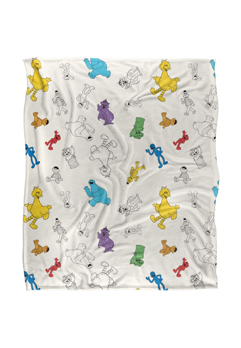 Sesame Street Full Character Pattern Silky Touch Super Soft Throw Blanket 152 X 127 cm in White
