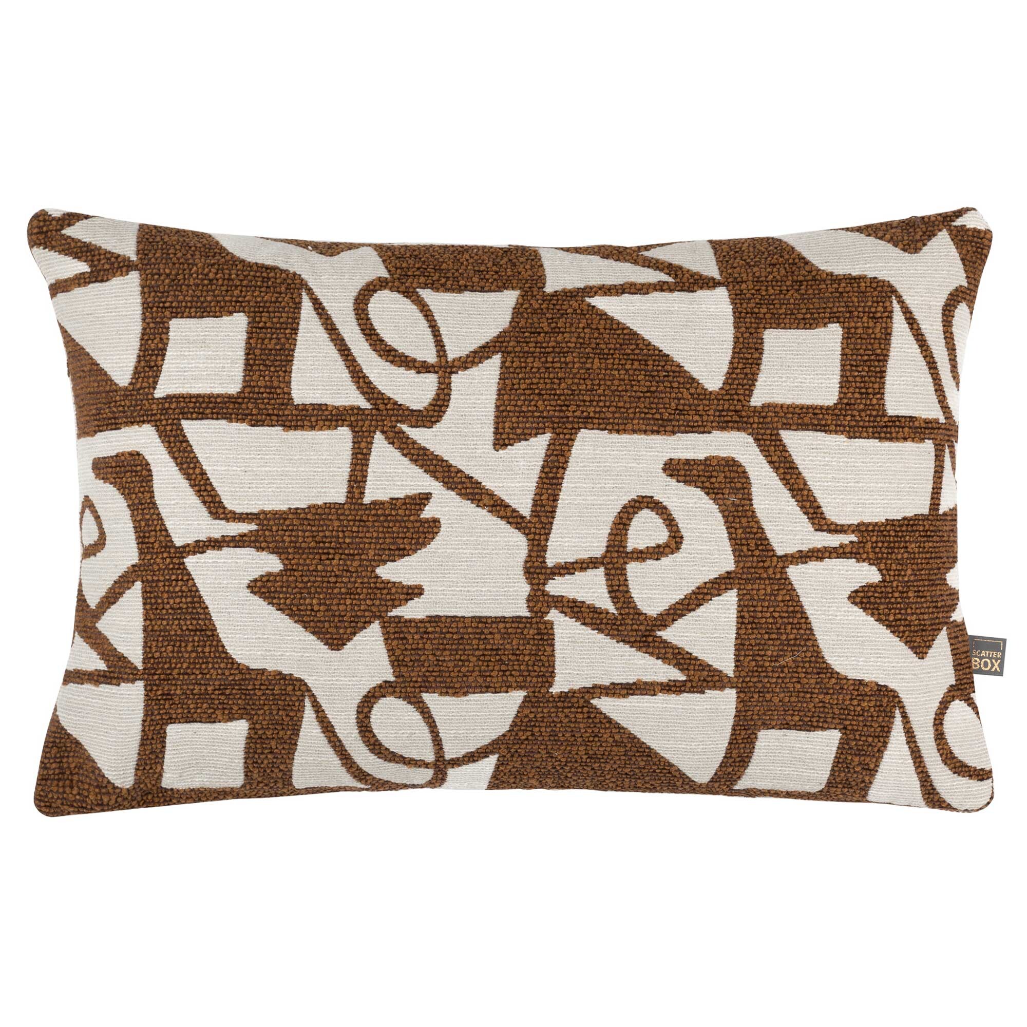 Abstract Russet Rectangular Cushion, Square, Brown | Barker & Stonehouse