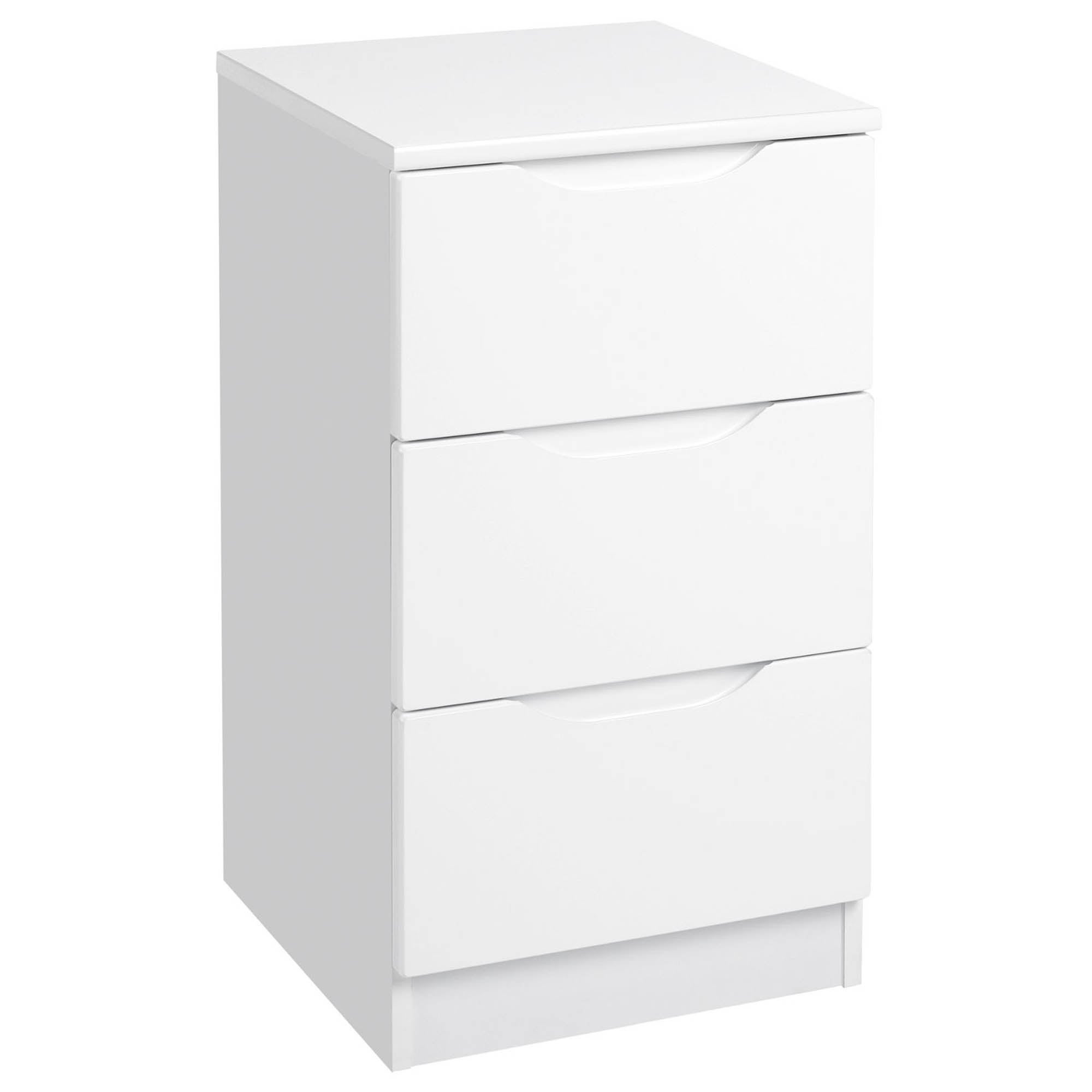 Legato White Gloss 3 Drawer Bedside Table White