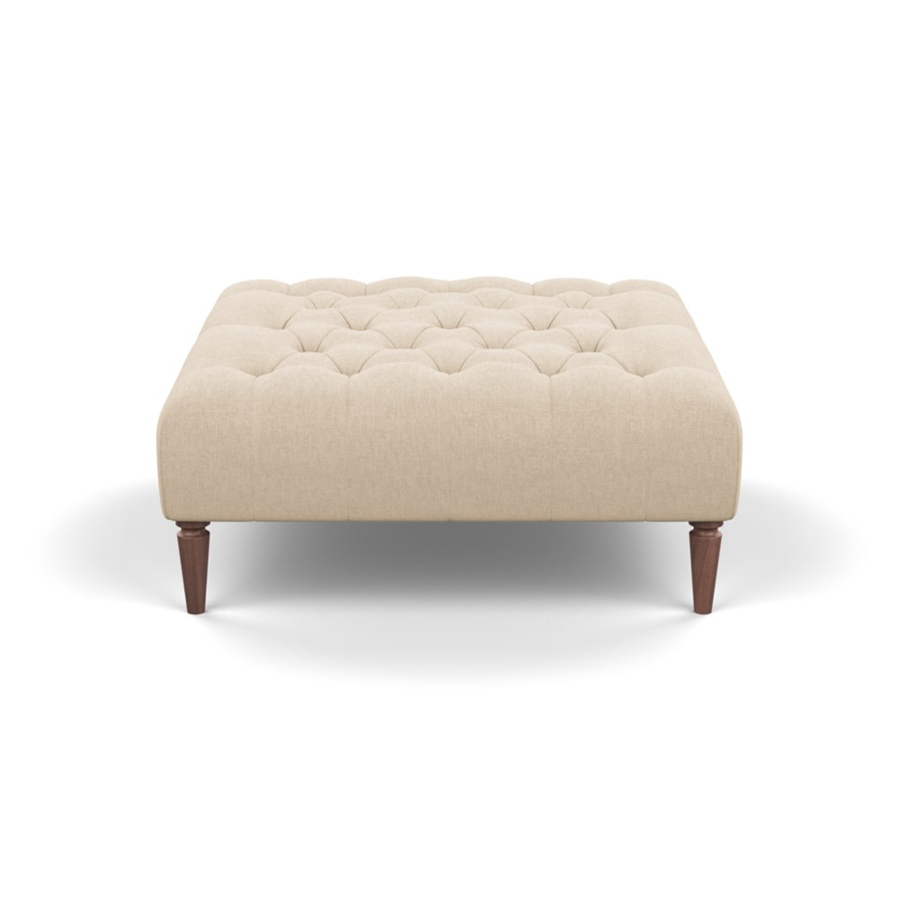Heal's Balmoral Ottoman Brushed Cotton Oat Walnut Feet