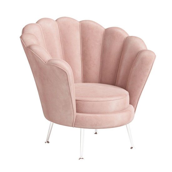 Erica Velvet Fabric Lounge Chair In Pink