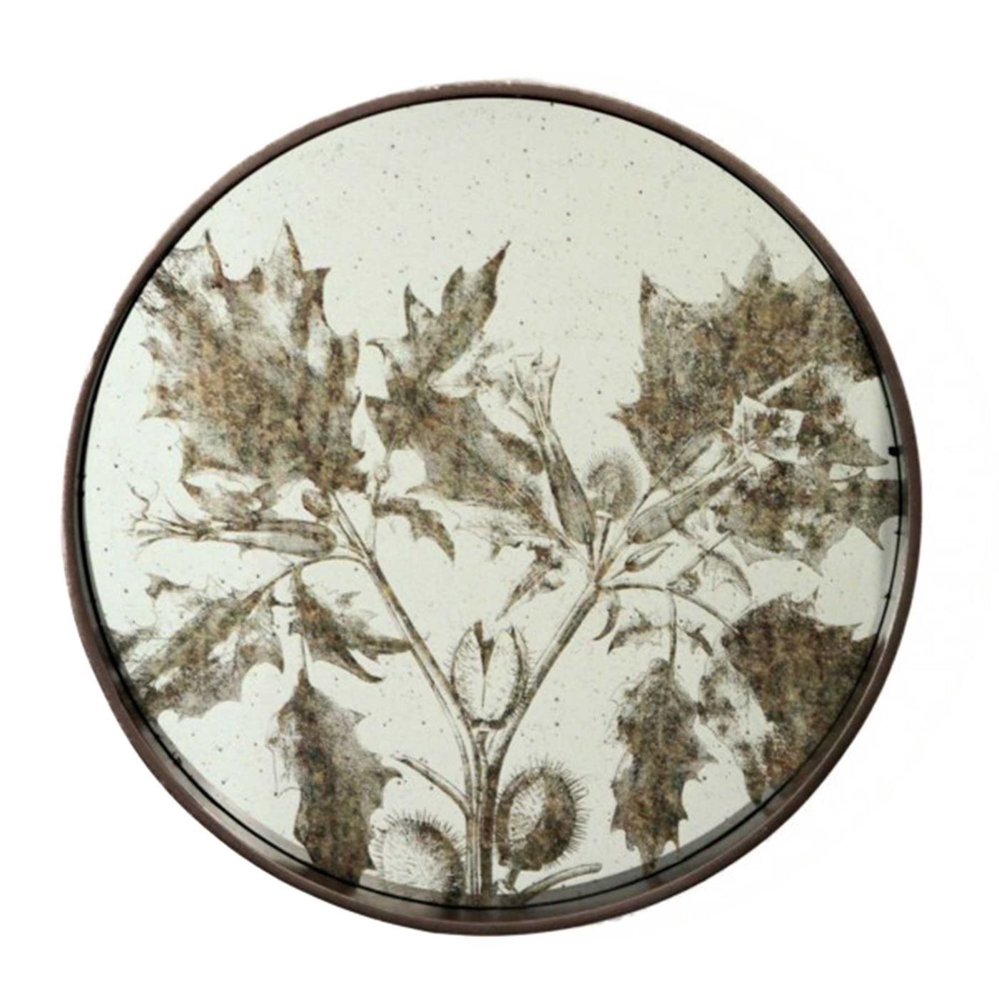 Round Decorative Foliage Mirror, Antiqued