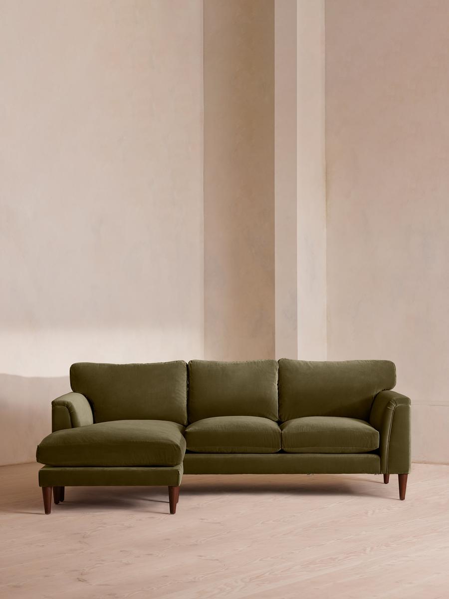 Reya Chaise-end Sofa, Velvet, Olive