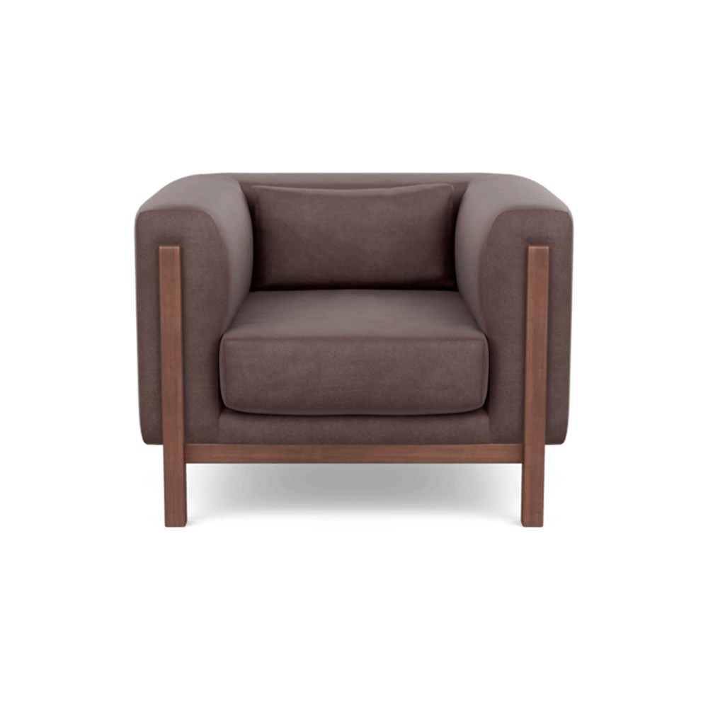 Heal's Massimo Armchair Marylebone Velvet Mocha Walnut Feet