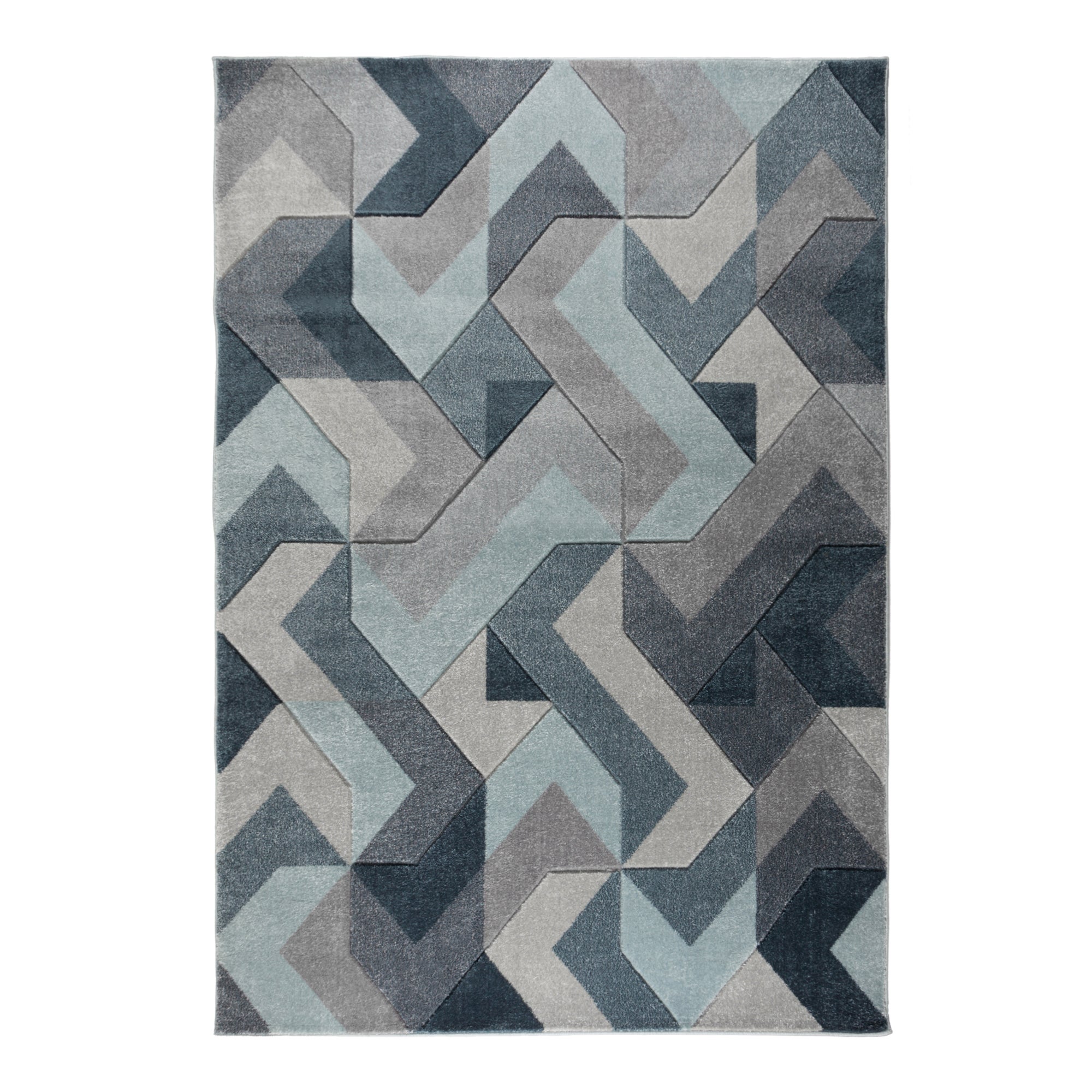 Hand Carved Aurora Geometric Rug Aurora Denim