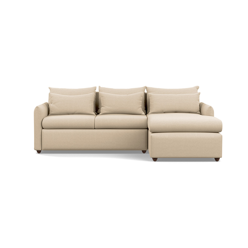 Heal's Pillow Medium RHF Corner Chaise Sofa Bed Brushed Cotton Oat Chestnut