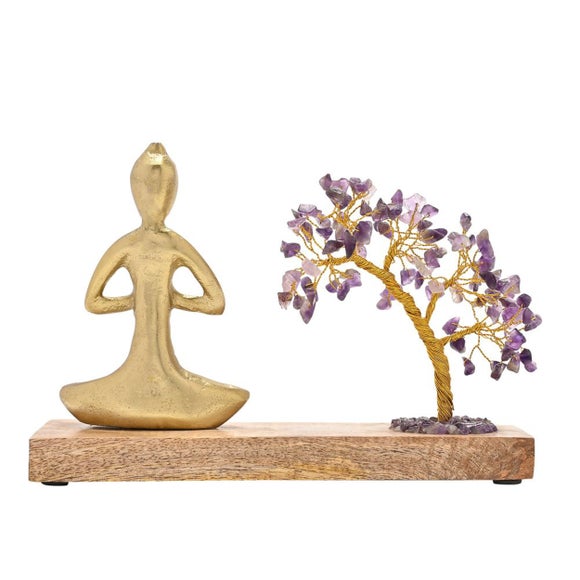 Serenity Amethyst Gemstone Tree and Yoga Ornament 2